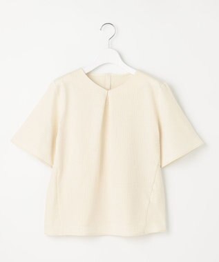 J.PRESS LADIES 【洗える・抗菌防臭・吸水速乾】サッカージャージー ペプラム カットソー オフ×イエロー系