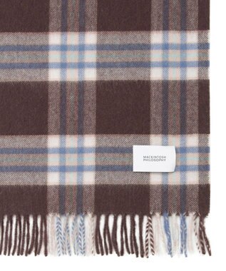 MOONBAT MACKINTOSH PHILOSOPHY(マッキントッシュ フィロソフィー）カシミヤ100％ クラシカルチェックマフラー ブラウン