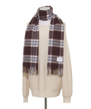 MOONBAT MACKINTOSH PHILOSOPHY(マッキントッシュ フィロソフィー）カシミヤ100％ クラシカルチェックマフラー ブラウン