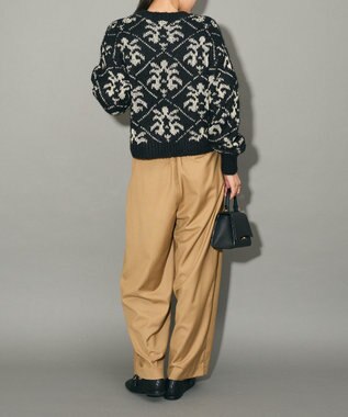 Green Parks ダマスク柄クルーネックニット Black