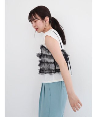 Green Parks ・ｓｗｉｎｇ　ｂｙ　ＳＥＴ２点チュールビスチェ＆フレンチＴ Off White