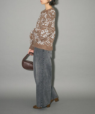 Green Parks ダマスク柄クルーネックニット Brown