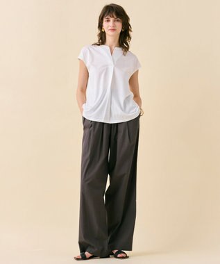 BEIGE， 【WEB限定・洗える】MELISSA / バックシフォンスキッパー半袖トップス White