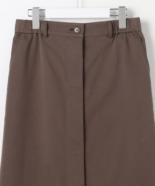 自由区 L ブラッシュドコットンサテンナロー スカート ダークブラウン