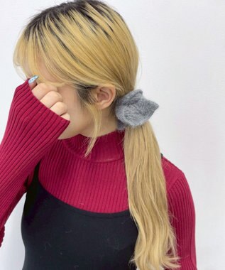 WEGO Lニットシュシュ グレー