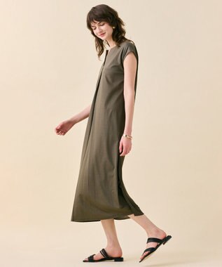BEIGE， 【WEB限定・洗える】MELISSA / バックシフォンスキッパーロングワンピース Khaki