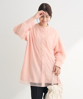 Green Parks ２Ｗａｙ　チュールドッキングシャツチュニック Pink