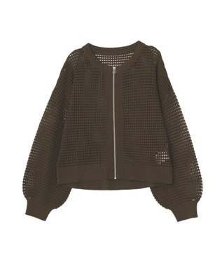 AMERICAN HOLIC 【先行予約】ジップアップメッシュニットカーディガン【WEB限定カラー有り】 Brown