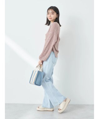 earth music&ecology センタースリットデニムパンツ Light Indigo