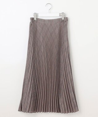 J.PRESS LADIES L 【洗える】テトロンレーヨンビエラ チェック プリーツ スカート ダークブラウン×パープル系