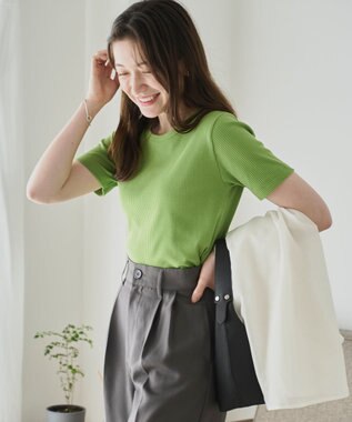 WEGO 【洗える/SML】コンパクトリブT ライム