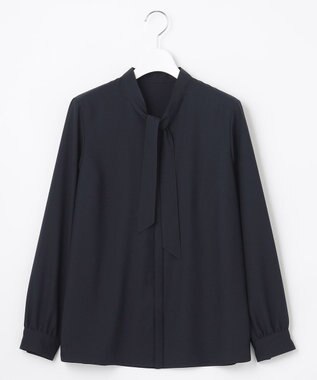 23区 【洗える】ジョーゼット ボウタイ ブラウス ネイビー系