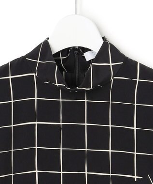 ICB L 【30th ANNIVERSARY】 ウィンドウペンプリント プルオーバーブラウス ブラック×アイボリー