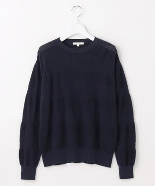 自由区 L ファインコットンウール ニット ネイビー