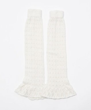 WEGO 透かし編みフリルレッグカバー ホワイト