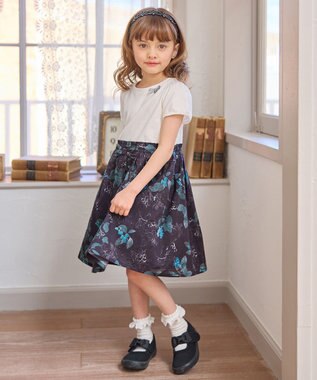 ANY KIDS ドッキング レトロ花柄 ワンピース ネイビー