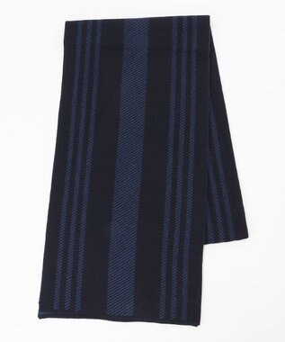 JOSEPH ABBOUD 【チクチクしない】リバーシブルSNOWYストライプマフラー ネイビー系2