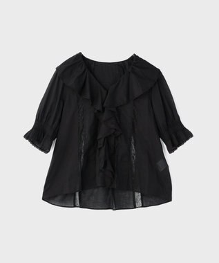 GRACE CONTINENTAL コットンフリルカラーブラウス ブラック
