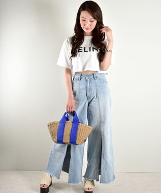 LA BAGAGERIE 【maison vert】 【ペーパー素材・多収納】ダブルハンドルかごバッグ ブルー