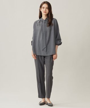 自由区 【セットアップ対応・洗える】ハイツイストビエラボウタイ ブラウス TOPグレー