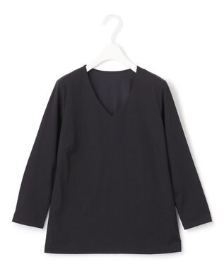 ICB 【洗える】 スーペリアジャージー Vネックプルオーバー ブラック系