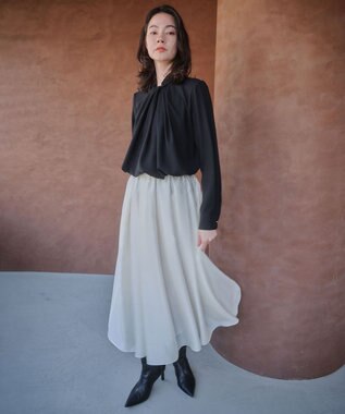 BEIGE， 【人気シリーズ】ANITA / ロングスリーブタックブラウス Black