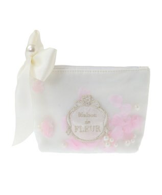 Maison de FLEUR マリエペタルパールポーチ Off White