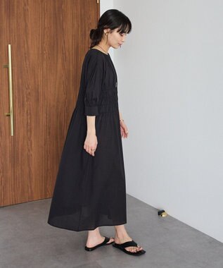 CRAFT STANDARD BOUTIQUE インド製 ハーフスリーブシャーリングワンピース Black