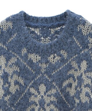 Green Parks ダマスク柄クルーネックニット Blue