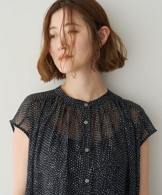 YECCA VECCA シアードット柄ブラウス Black