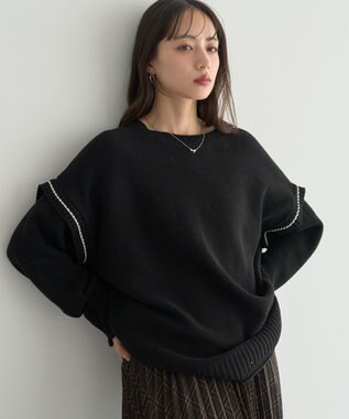 earth music&ecology 【洗濯機洗い可 / 選べる丈】アンチピリングC/A選べる丈配色ニット