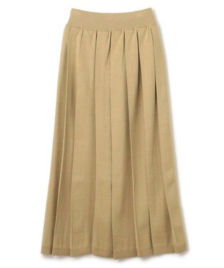 uncrave 【手洗い可】ドライタッチ ニット プリーツ スカート（uncrave WHITE） サンドベージュ×ゴールド