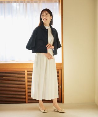 #Newans 【シワになりにくい】〈花乃まりあさんコラボ〉クロップドシャツジャケット ネイビー