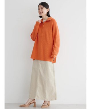 AMERICAN HOLIC バイパチハーフＺＩＰ片畦ニットプルオーバー　 Orange