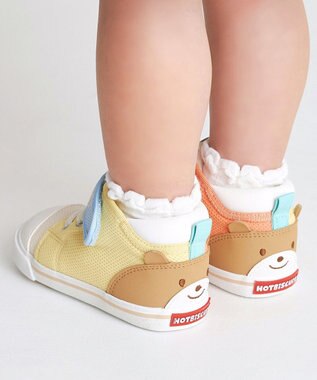 MIKI HOUSE HOT BISCUITS 【14-15cm】 顔ドン メッシュ素材 セカンド ベビーシューズ 黄