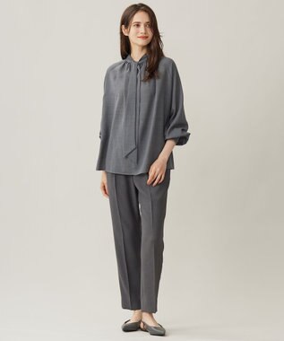 自由区 【セットアップ対応・洗える】ハイツイストビエラボウタイ ブラウス TOPグレー