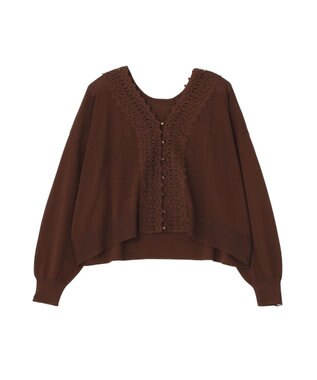 earth music&ecology 【2WAY】レーストリムシアーニットカーディガン Brown