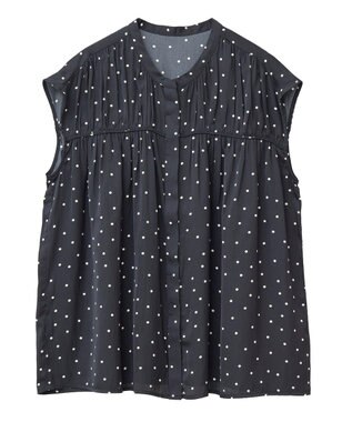 YECCA VECCA ドット柄ギャザーブラウス Camel