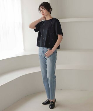 J.PRESS LADIES 【洗える】BASIC STRETCH DENIM ボーイフィット パンツ ブリーチ系