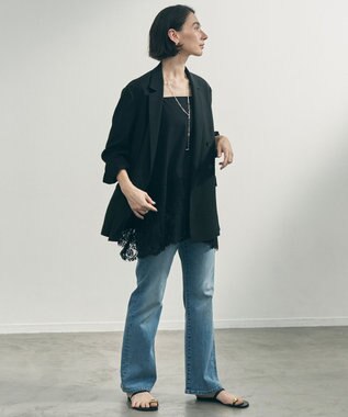 UNFILO レースヘム キャミソール ブラック