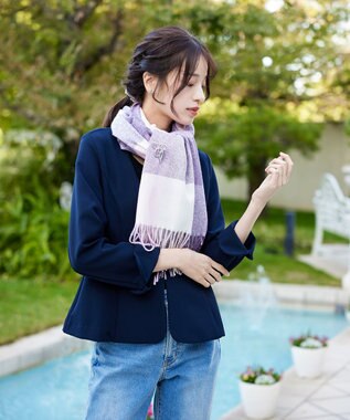 Tiaclasse 大判チェックマフラー パープル