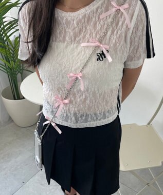 WEGO リボンチェーンストラップ ピンク