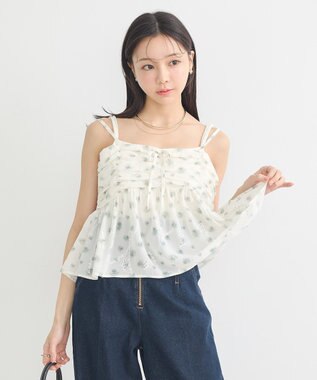 earth music&ecology 花柄ギャザーキャミビスチェ Light Green