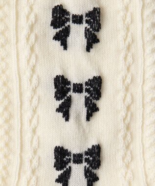 WEGO フリルリボンパターンクルーソックス ホワイトアイボリー