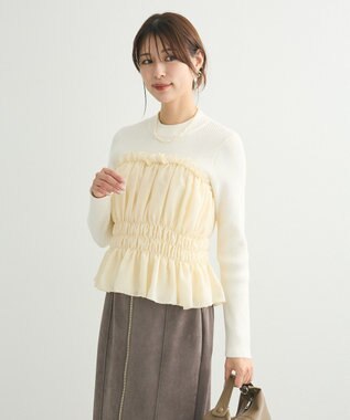 Green Parks ・ｓｗｉｎｇ　ｂｙ　ビスチェレイヤーハイネックニット Off White