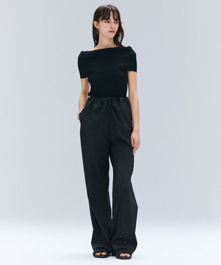 BEIGE， 【洗える】BRERA / オフショルダーストレッチリブニット Black