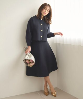 Feroux 【セットアイテム】パフスリーブニット セットアップ ネイビー系