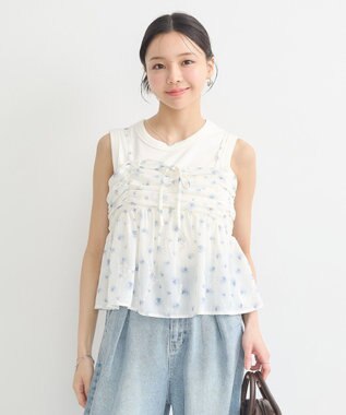 earth music&ecology 花柄ギャザーキャミビスチェ Sax