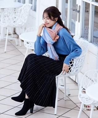 Tiaclasse 大判チェックマフラー オレンジ