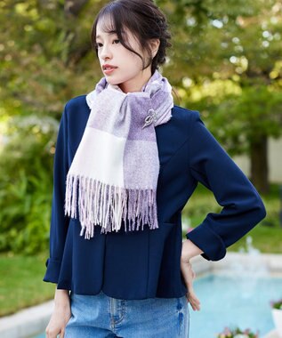 Tiaclasse 大判チェックマフラー パープル